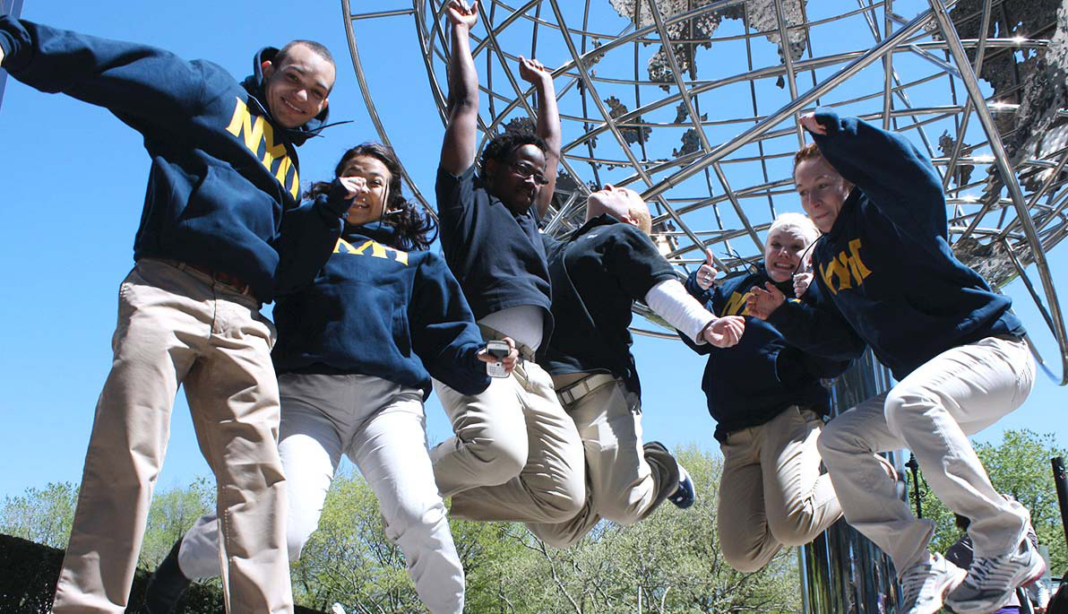 Students jumping near NYIT