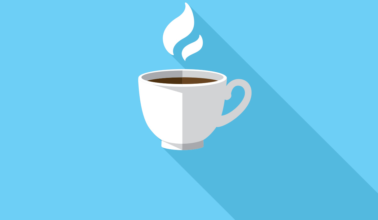 A hot cup of tea on a blue background