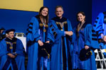 NYIT Presidential Medal for Innovation and Entrepreneurship awardees Emily Nunez-Cavness and Betsy Nunez with President Guiliano