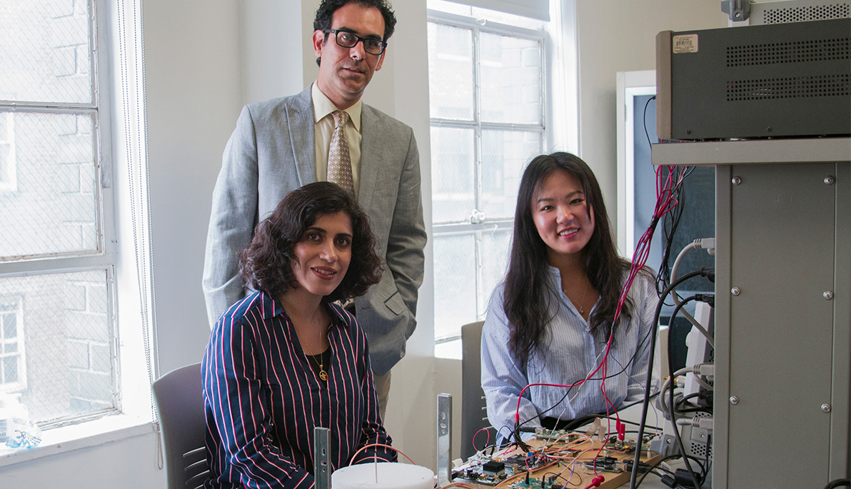 Assistant Professors Rezah Khalaj Amineh and Maryam Ravan with research assistant Hailun Wu.