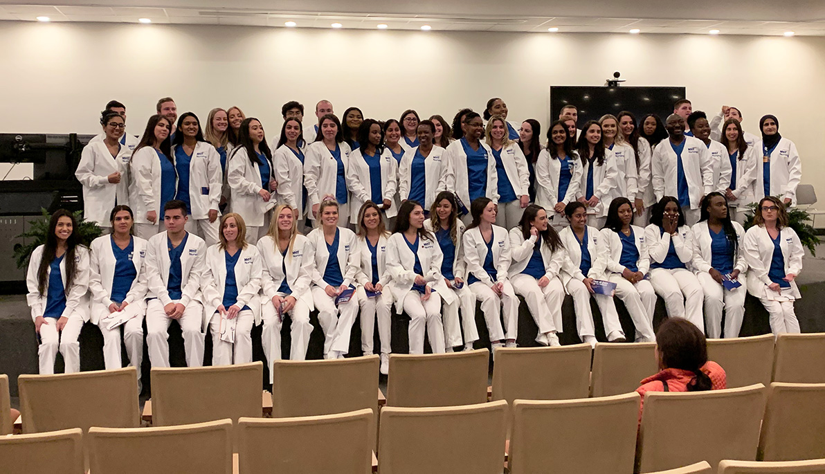 New York Tech nursing students at the Nursing White Coat Ceremony