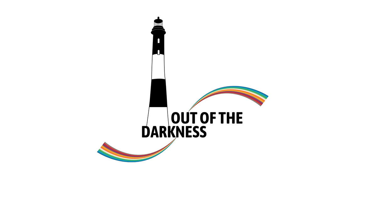 Out of the Darkness logo over a lighthouse.
