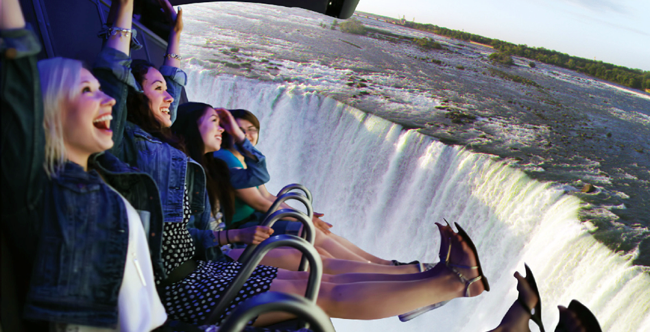 Students enjoy going over the falls during FlyOver Canada virtual tour