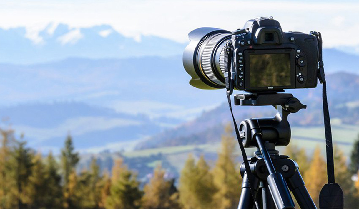 Camera overlooking a mountain view