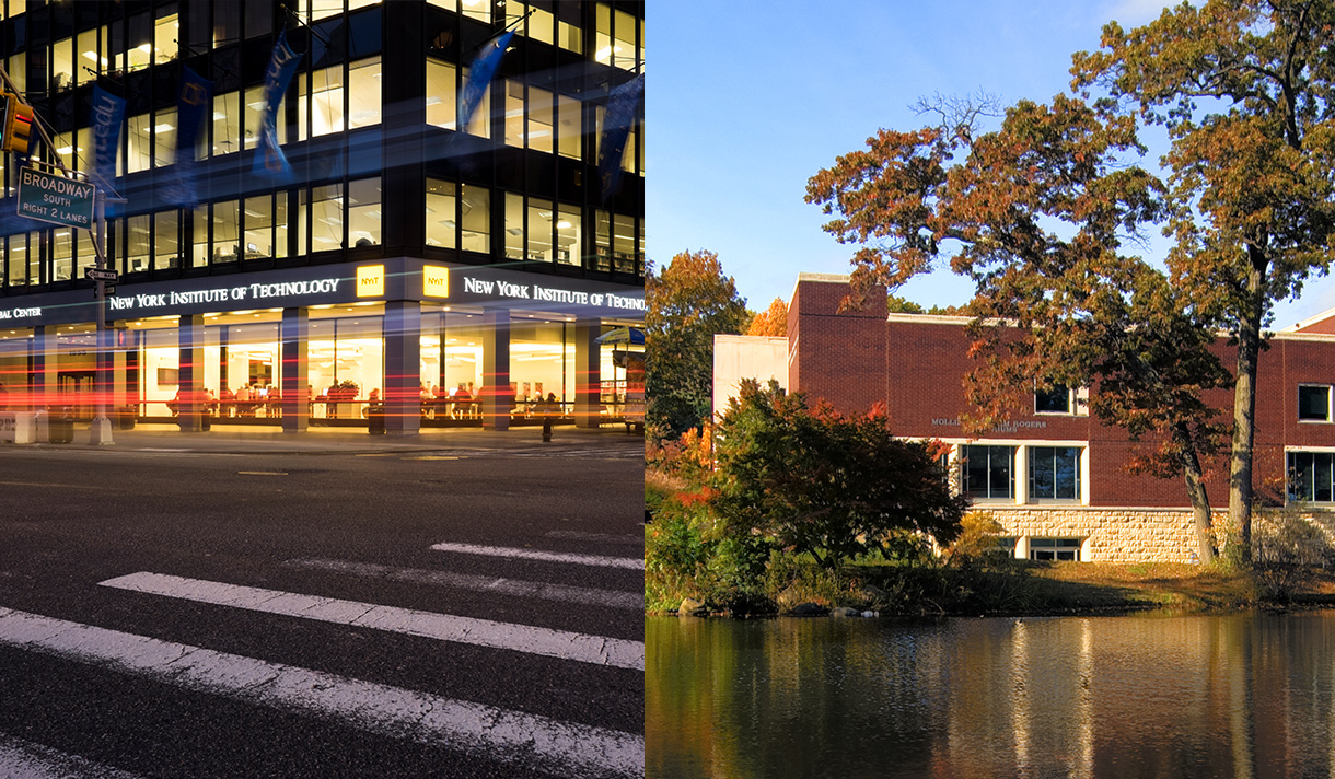Side by side photo of the NYC and Old Westbury campus