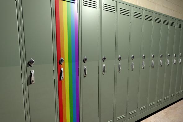 Lockers with rainbow decoration