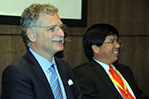 NYIT President Edward Guiliano, Ph.D., with Chunmiao Zheng, Ph.D., Professor and Chair of Water Resources and Director, Center for Water Research, Peking University