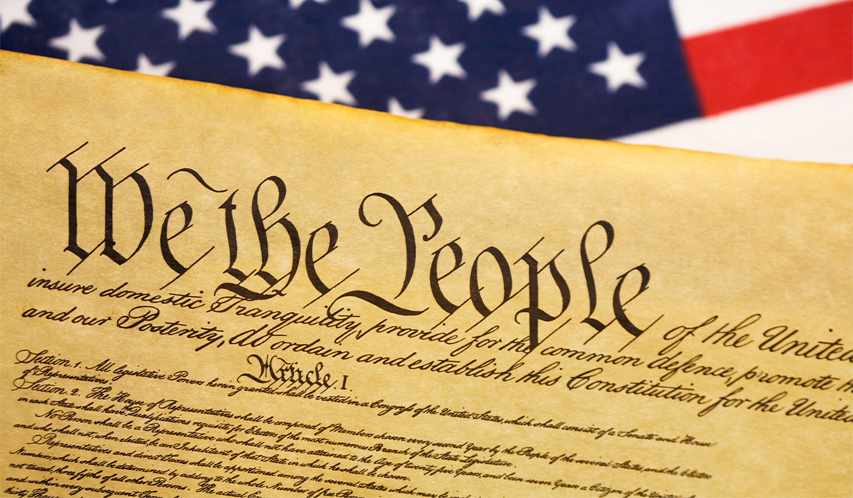 For Constitution Day, an image of the U.S. Constitution and the American flag.