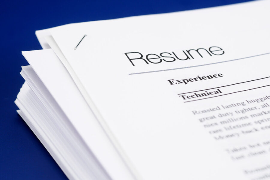 A close-up image of a professional resume