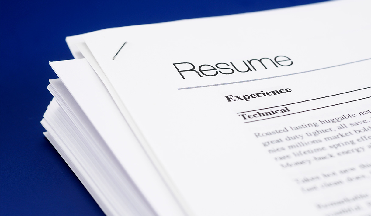 A close-up image of a professional resume