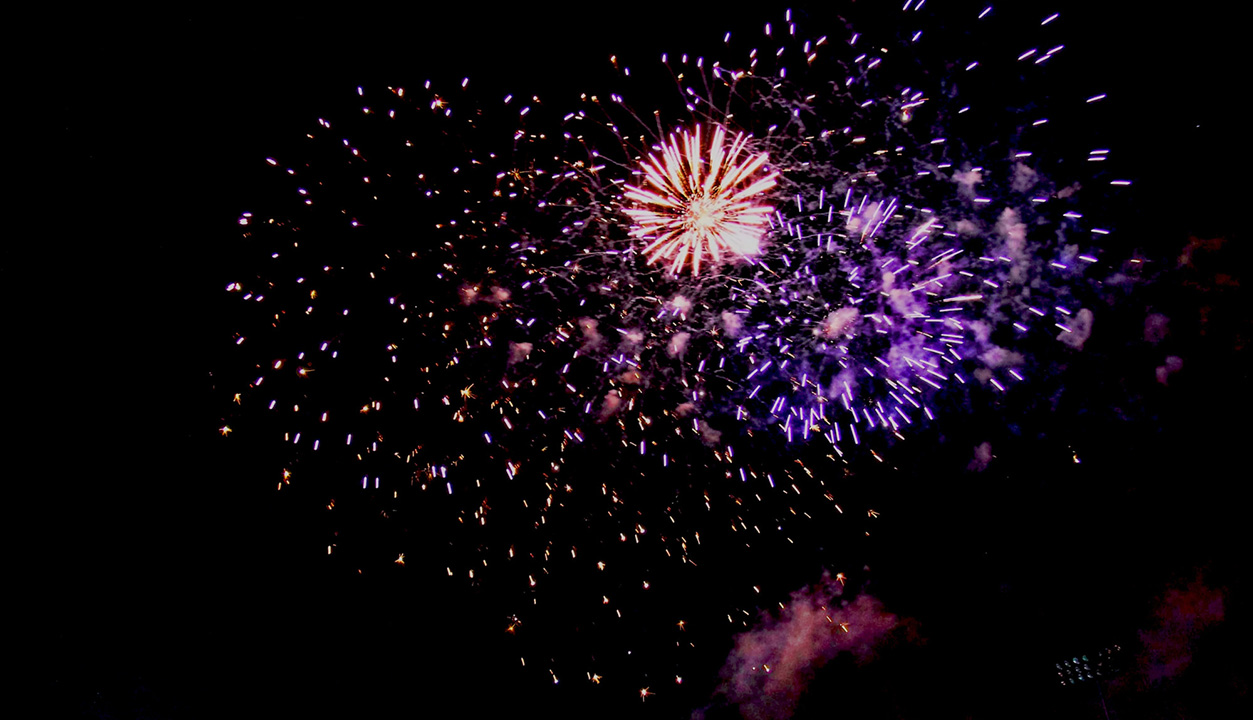 a display of fireworks at night