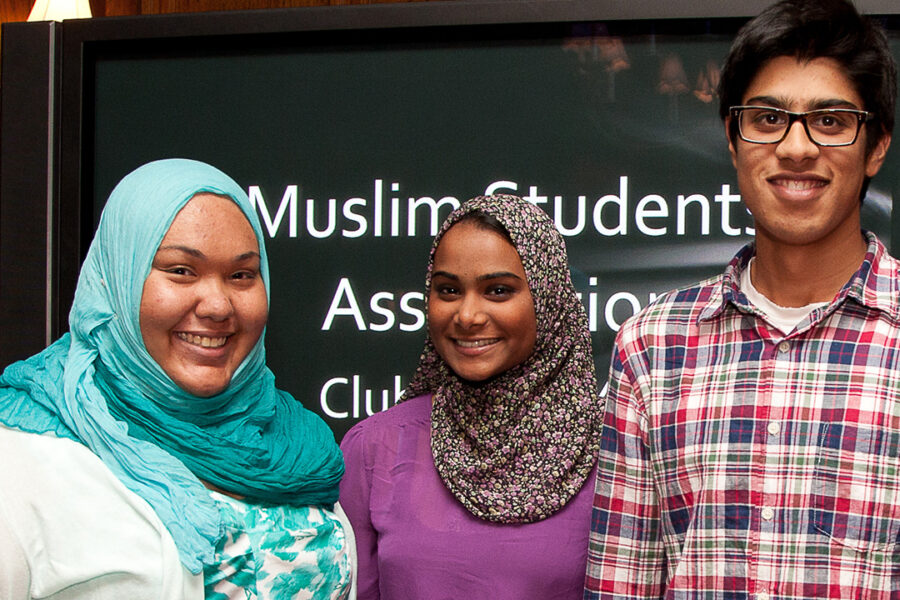 Muslim Student Association students, including women in hijab