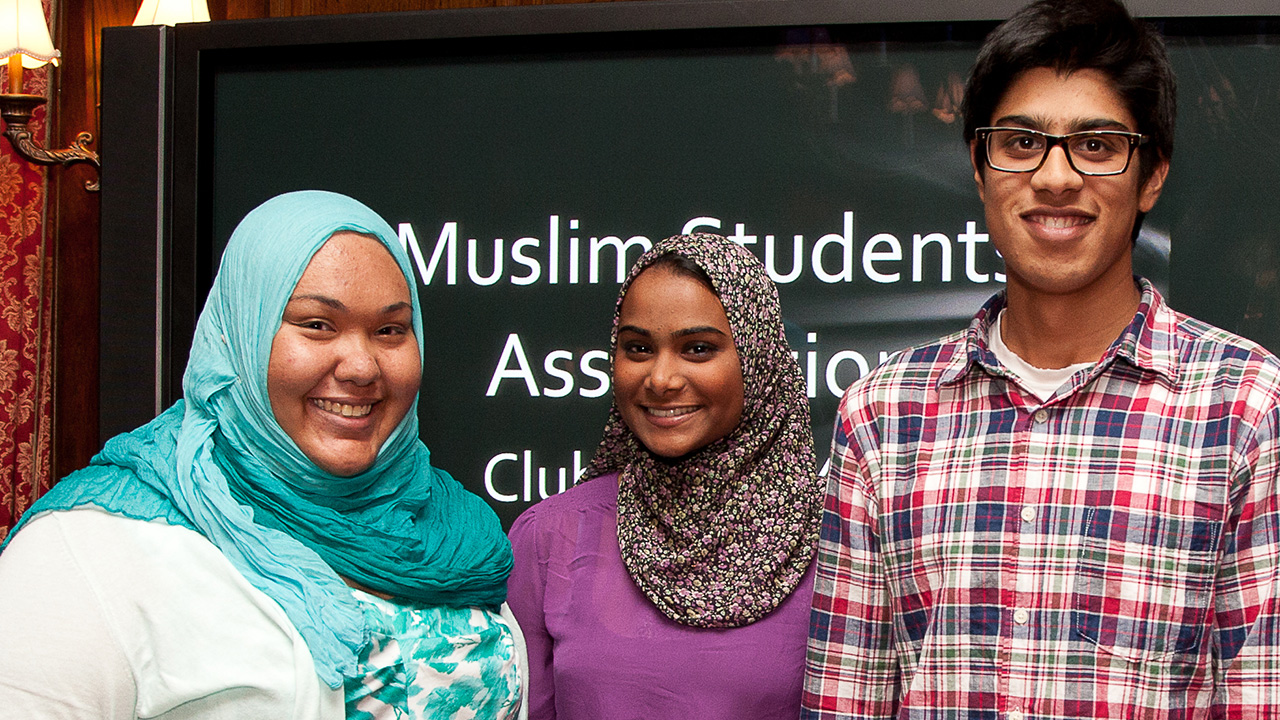 Muslim Student Association students, including women in hijab