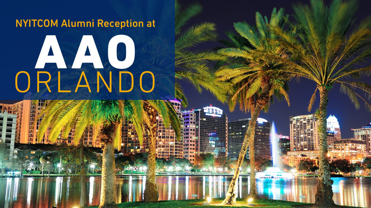 Skyline of Orlando with logo for AAO meeting