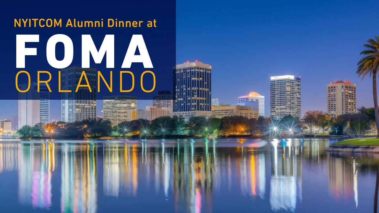 Orlando skyline with logo of the FOMA conference