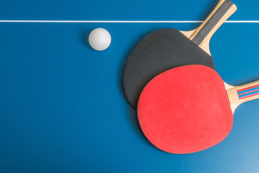 Table tennis paddle and ball