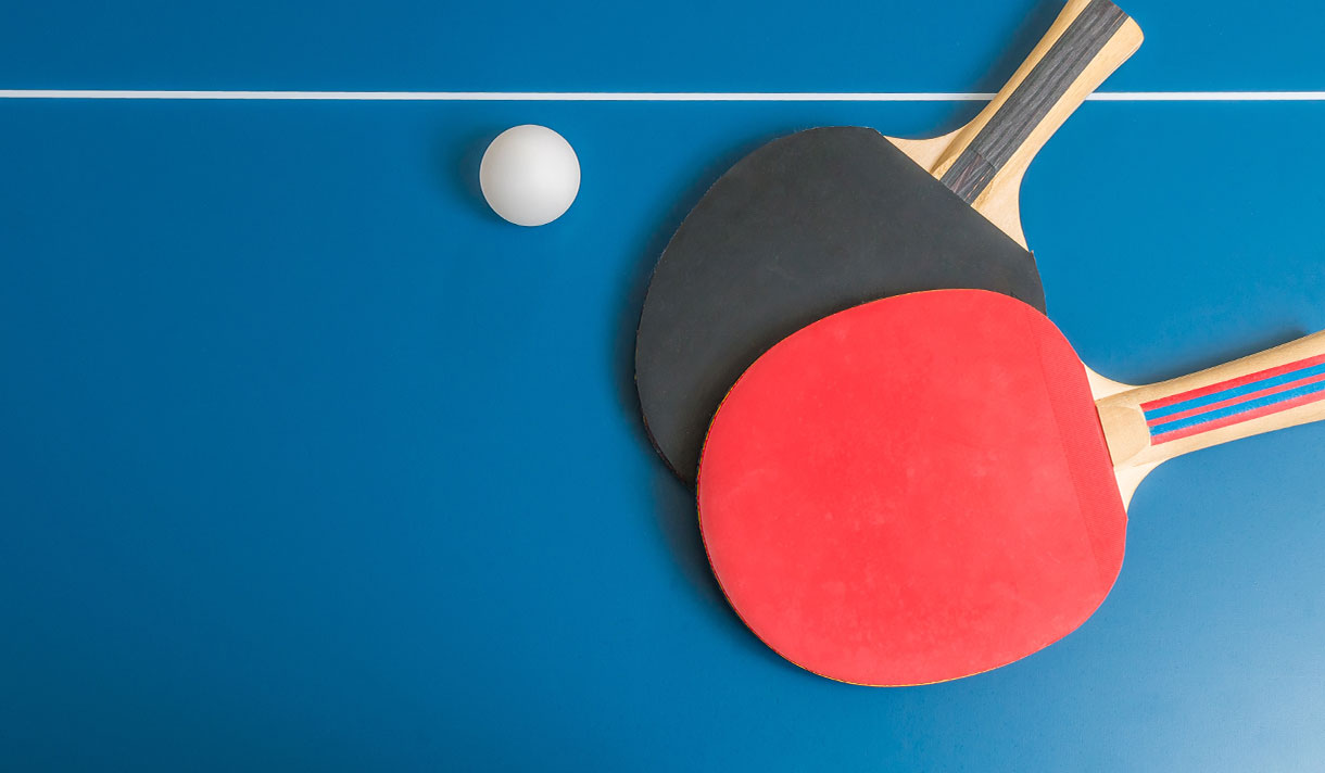 Table tennis paddle and ball