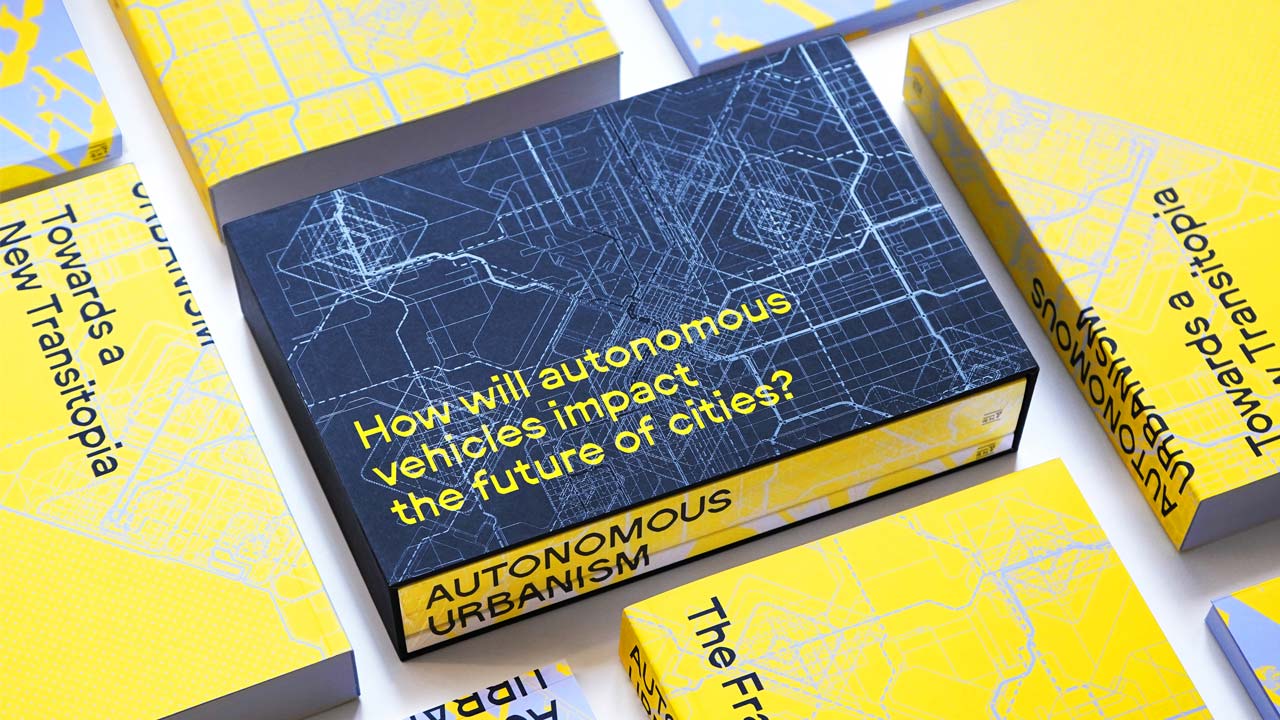 Autonomous Urbanism books placed in a grid pattern