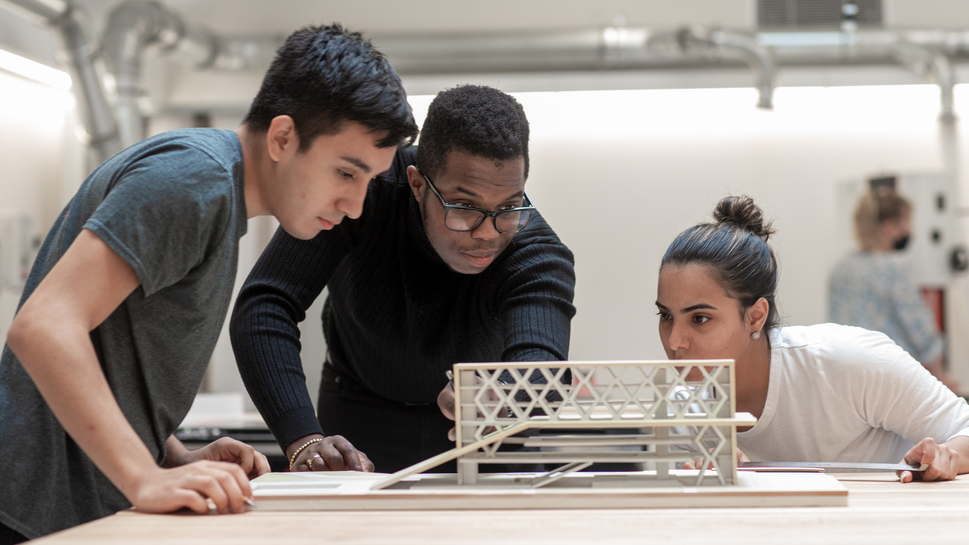 New York Tech students spend their time working in a design studio preparing for a presentation