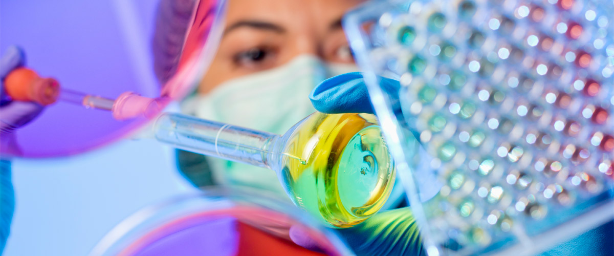 A person working in a lab on a health-related experiment.