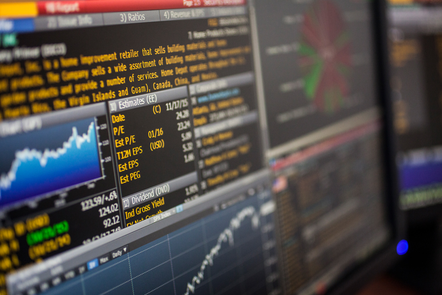 A close-up of a computer screen with financial market information.