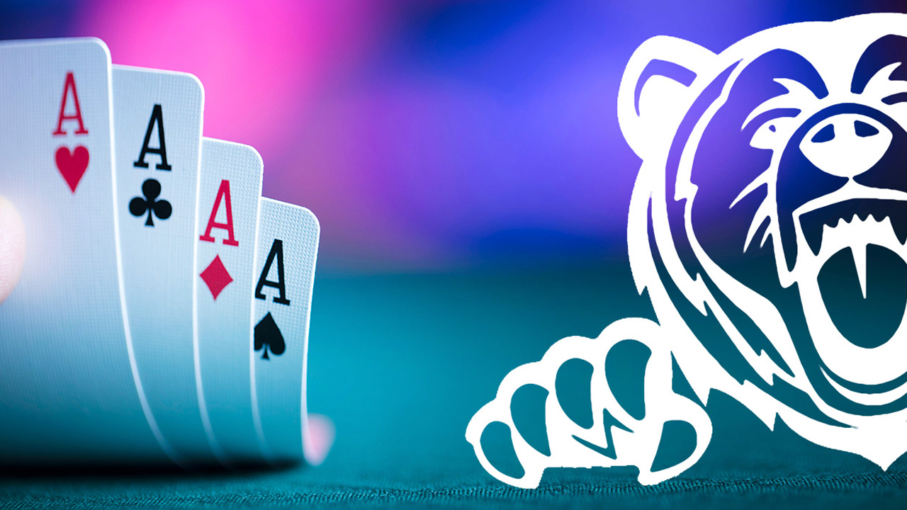 Graphic with playing cards and Rory logo